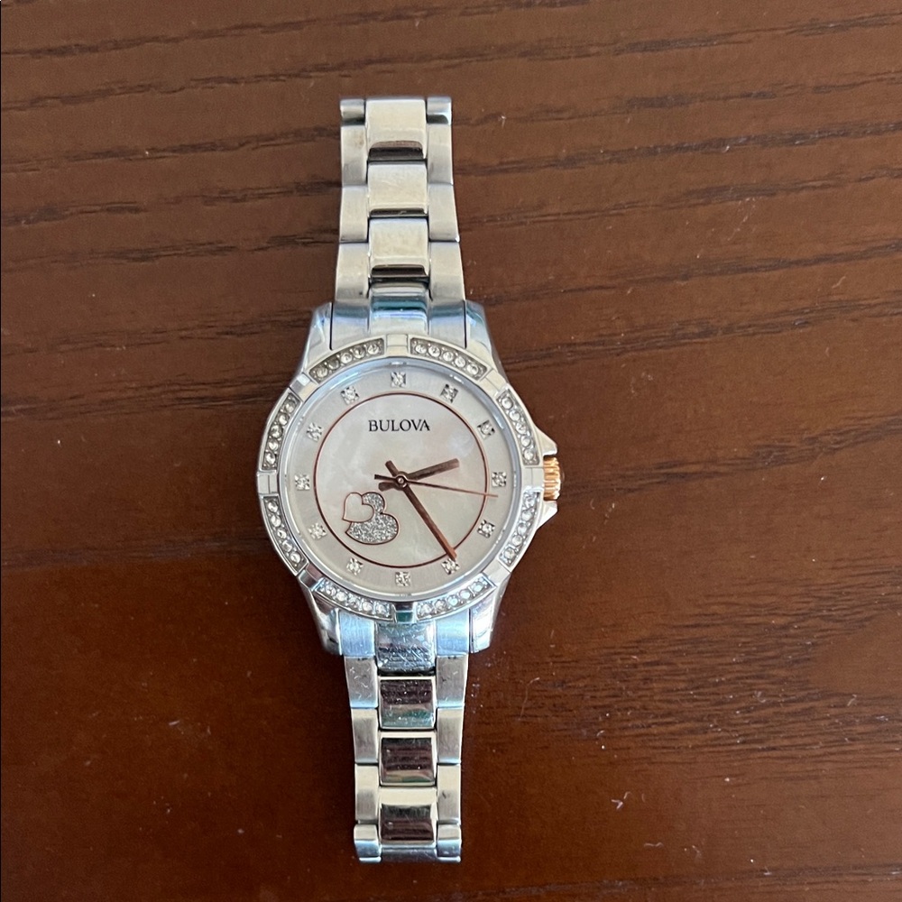 Bulova Silver and Rose Gold Accent Women's Watch